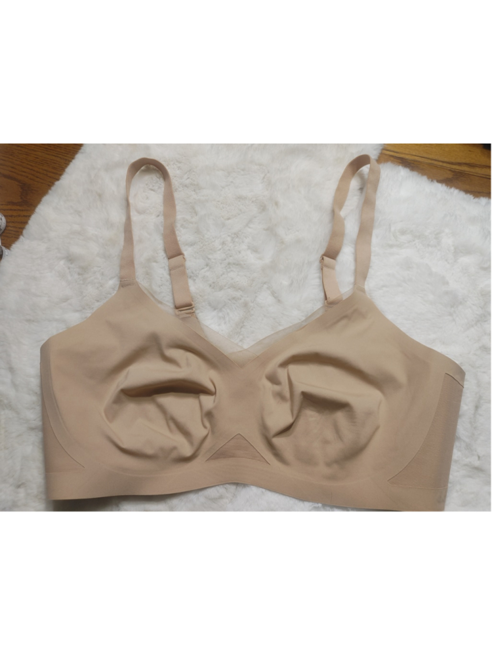 Women's Honeylove Crossover Beige Wireless Comfort Bra LWBR0302 1X Side Support